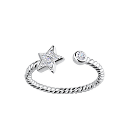 Wholesale Sterling Silver Opened Star Ring - JD18774