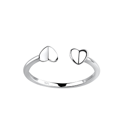 Wholesale Sterling Silver Opened Double Heart Ring - JD19218