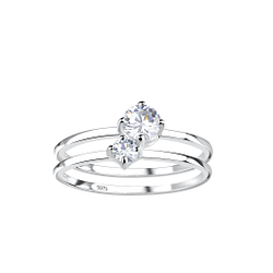Wholesale Sterling Silver Double Stones Ring - JD19242