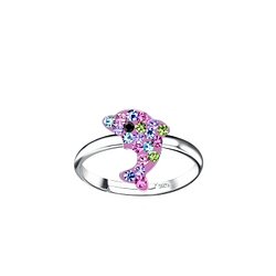 Wholesale Sterling Silver Dolphin Adjustable Ring - JD17938