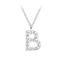 Wholesale Sterling Silver Letter B Necklace - JD19541