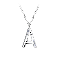 Wholesale Sterling Silver Letter A Necklace - JD19551