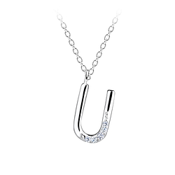 Wholesale Sterling Silver Letter U Necklace - JD19569