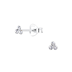 Wholesale Sterling Silver Three Stone Ear Studs - JD19610
