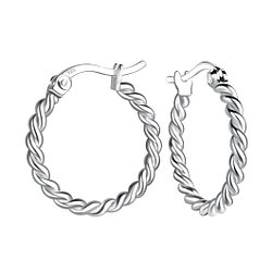Wholesale 18mm Twisted Sterling Silver French Lock Ear Hoops - JD19602