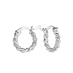 Wholesale 12mm Twisted Sterling Silver French Lock Ear Hoops - JD19601