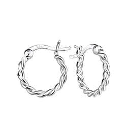 Wholesale 13mm Sterling Silver Twisted French Lock Ear Hoops - JD19616