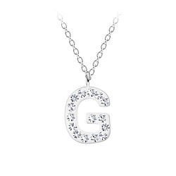 Wholesale Sterling Silver Letter G Necklace - JD19556