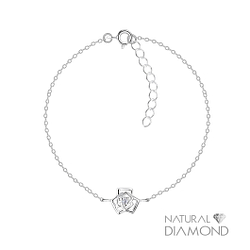 Wholesale Sterling Silver Rose Flower Bracelet With Natural Diamond - JD17059