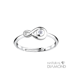 Wholesale Sterling Silver Infinity Adjustable Ring With Natural Diamond - JD17061