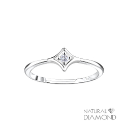 Wholesale Sterling Silver Diamond Shaped Adjustable Ring With Natural Diamond - JD17064