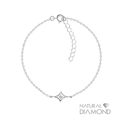 Wholesale Sterling Silver Diamond Shaped Bracelet With Natural Diamond - JD17065