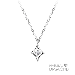 Wholesale Sterling Silver Diamond Shaped Necklace With Natural Diamond - JD15822