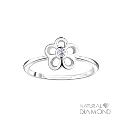Wholesale Sterling Silver Flower Adjustable Ring With Natural Diamond - JD17068