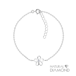 Wholesale Sterling Silver Flower Bracelet With Natural Diamond - JD17069