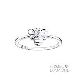 Wholesale Sterling Silver Bee Adjustable Ring With Natural Diamond - JD17071