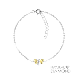 Wholesale Sterling Silver Bee Bracelet With Natural Diamond - JD17075