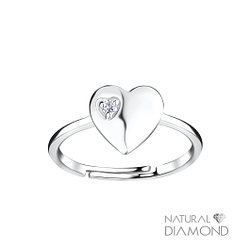 Wholesale Sterling Silver Heart Adjustable Ring With Natural Diamond - JD17055