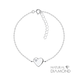 Wholesale Sterling Silver Heart Bracelet With Natural Diamond - JD17054