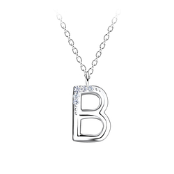 Wholesale Sterling Silver Letter B Necklace - JD19561