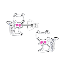 Wholesale Sterling Silver Cat Ear Studs - JD19689