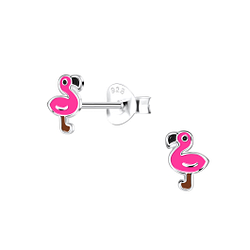 Wholesale Sterling Silver Flamingo Ear Studs - JD19636