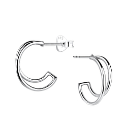 Wholesale Sterling Silver Half Hoop Ear Studs - JD19621