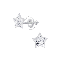 Wholesale Sterling Silver Star Crystal Screw Back Ear Studs - JD6822