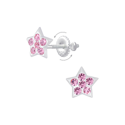 Wholesale Sterling Silver Star Crystal Screw Back Ear Studs - JD6822