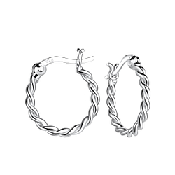 Wholesale 13mm Sterling Silver Twisted French Lock Ear Hoops - JD19616
