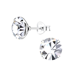 Wholesale 8mm Round Crystal Sterling Silver Ear Studs - JD8893 Wholesale 8mm Round Crystal Sterling Silver Ear Studs - JD8893