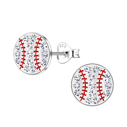 Wholesale Sterling Silver Baseball Ear Studs - JD19917