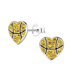 Wholesale Sterling Silver Basketball Heart Ear Studs - JD19871