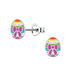 Wholesale Sterling Silver Easter Egg Ear Studs - JD17892