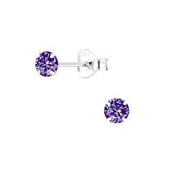 Wholesale 4mm Round Cubic Zirconia Sterling Silver Ear Studs - JD3163