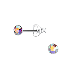 Wholesale 3.5mm Round Crystal Sterling Silver Ear Studs - JD2174