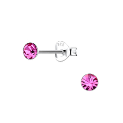 Wholesale 3.5mm Round Crystal Sterling Silver Ear Studs - JD2174