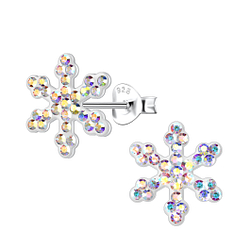 Wholesale Sterling Silver Snowflake Crystal Ear Studs - JD14127