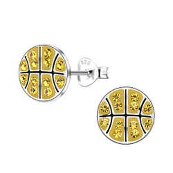 Wholesale Sterling Silver Basketball Ear Studs - JD19884