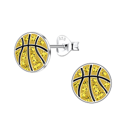 Wholesale Sterling Silver Basketball Ear Studs - JD20038