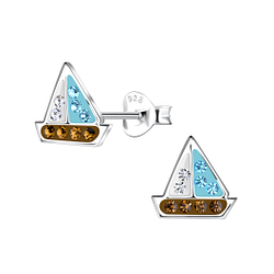 Wholesale Sterling Silver Sailboat Ear Studs - JD19980