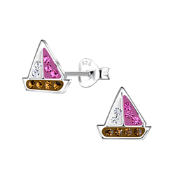 Wholesale Sterling Silver Sailboat Ear Studs - JD19978