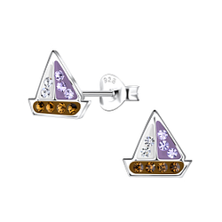 Wholesale Sterling Silver Sailboat Ear Studs - JD19979