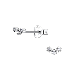 Wholesale Sterling Silver Triple Flower Ear Studs - JD19745