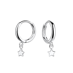 Wholesale Sterling Silver Star Charm Huggie Earrings - JD19958