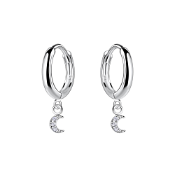 Wholesale Sterling Silver Moon Huggie Earrings - JD19965