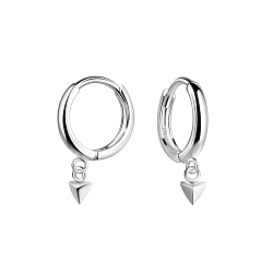 Wholesale Sterling Silver Triangle Charm Huggie Earrings - JD19966