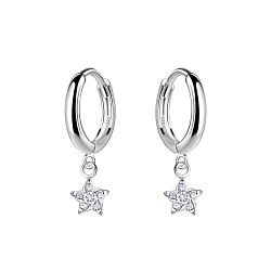 Wholesale Sterling Silver Star Charm Huggie Earrings - JD20030