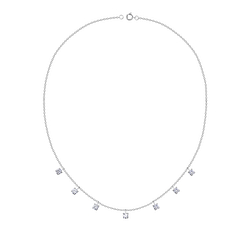 Wholesale 4mm Round Cubic Zirconia Sterling Silver Necklace - JD19990