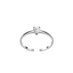 Wholesale 3mm Heart Cubic Zirconia Sterling Silver Toe Ring - JD19787